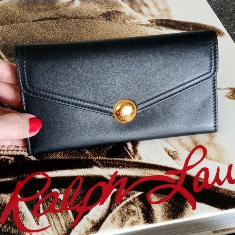 💛HTF Ralph Lauren💛 - Black/Gold Continental Wallet